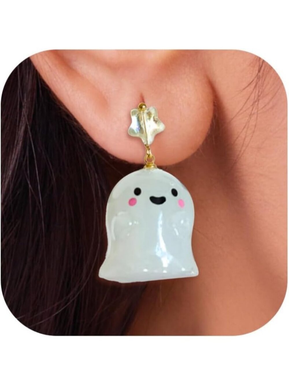 Woman's Green Dangle Halloween Costumes Cute Jewelry Charm Ghost Stud Earrings